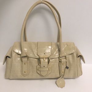 The FiNd Beige Leather Croc Bag Gold Tone Hardware